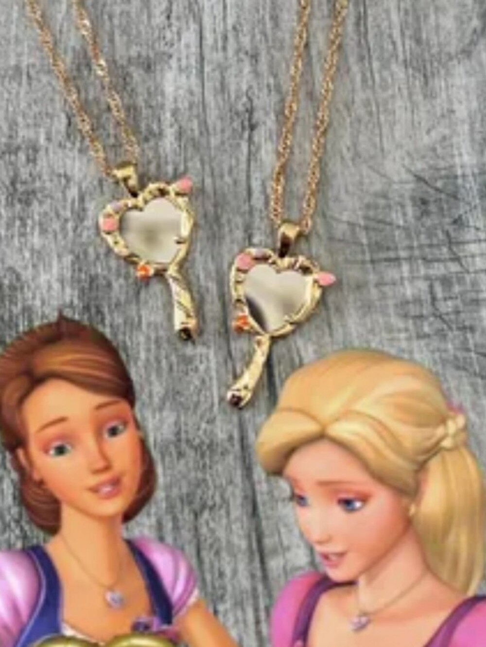 Diamond castle mirror barbie necklace with real mirror